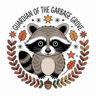 Folk-Art Raccoon in Autumn Frame