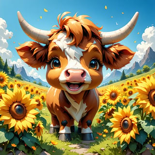 Cute 3D Baby Highland Cow