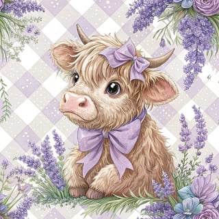 Cute Baby Highland Cow Illustration