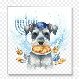 Miniature Schnauzer with Hanukkah Latkes