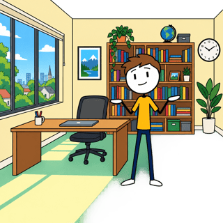 Flat 2D Cartoon Office Scene
