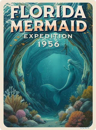Florida Mermaid Expedition 1956 Poster