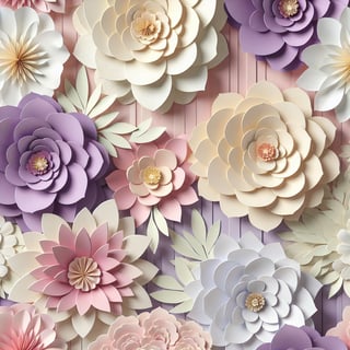 Seamless Pastel Paper Flowers Design