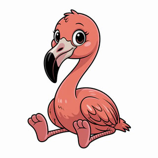 Cute Animated Flamingo Nursery Art