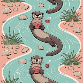 Spring-Run River with Playful Otters