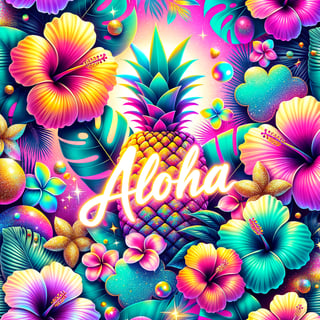 Vivid Tropical Hibiscus Collage Design