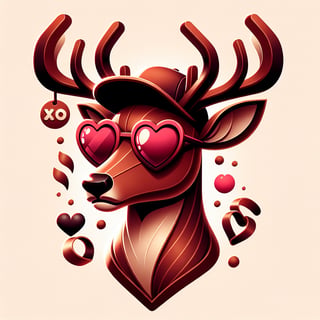 Stylized Reindeer with Heart Sunglasses