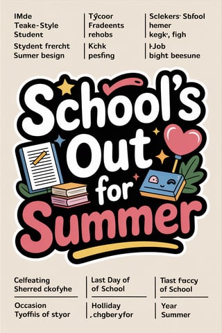 Kawaii School's Out Summer Sticker