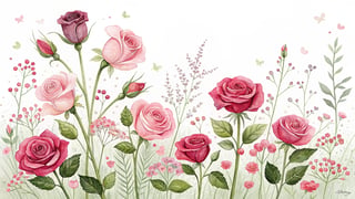Vivid Small Roses Illustration