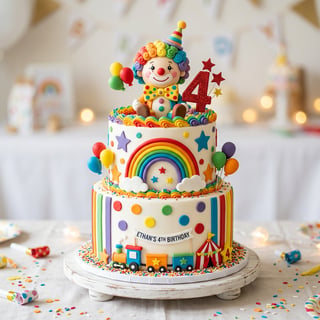 Rainbow Clown Birthday Cake