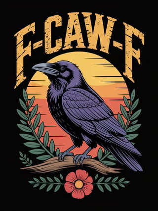 Raven with Rustic Text