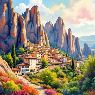 Ink and Watercolor Castelmezzano Poster