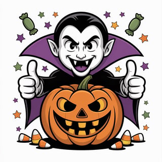 Cartoon Vampire and Jack-o’-Lantern