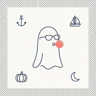 Minimalist Ghost Line Art Illustration