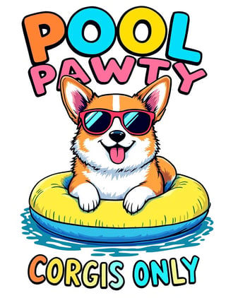 Corgi Pool Party Illustration