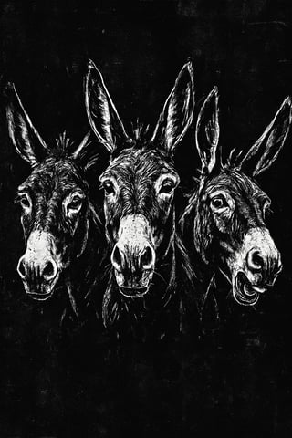 Expressive Donkey Heads Sketch