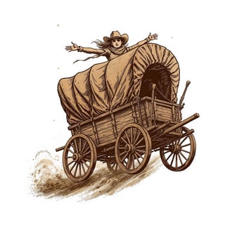 Sepia Cowgirl on Flying Wagon