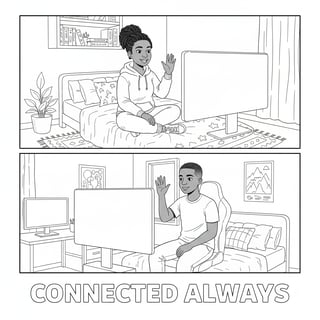 Black and White Line Art: Connected Always