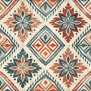 Indigo Rust Geometric Block Print