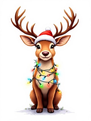 Festive Reindeer Holiday Illustration