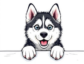 Excited Husky Dog Illustration