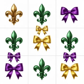 3x3 Grid of Fleur-de-Lis and Bows