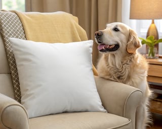 Cozy Pet-Themed Pillow Mockup