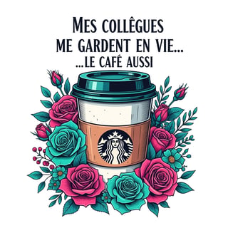 Gothic Floral Coffee Illustration
