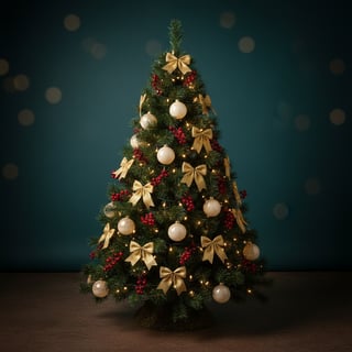Green Christmas Tree with Red Berries