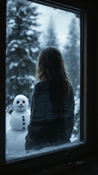 Mysterious Figure in Frosted Window