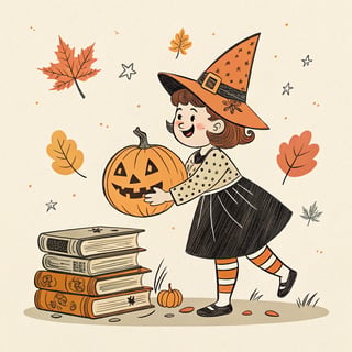 Vintage 1940s Halloween Illustration