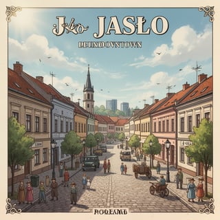 Vibrant Travel Poster of Jasło Downtown