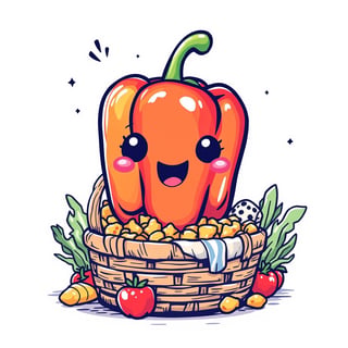 Kawaii Bell Pepper T-Shirt Design