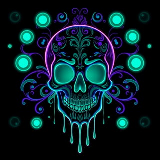 Symmetrical Glowing Fantasy Skull Art