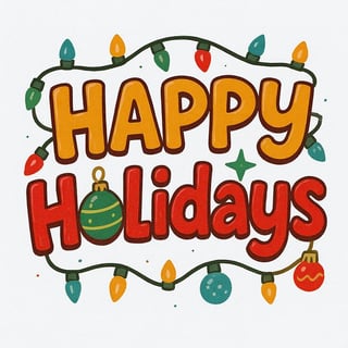 Happy Holidays Cartoon Garland Art