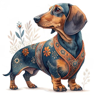 Bohemian Hand-Painted Dachshund Art
