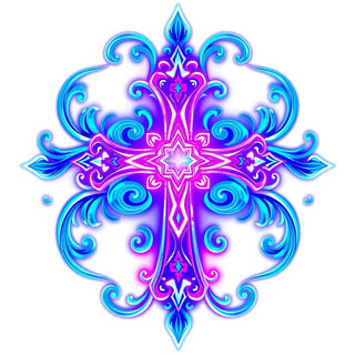 Iridescent Blue Fantasy Cross Design