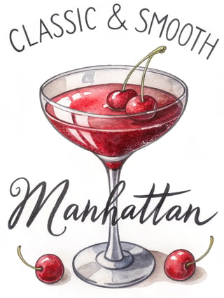 Hand-Drawn Watercolor Martini Glass