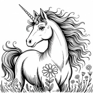 Black and White Unicorn Illustration