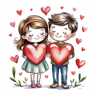 Whimsical Watercolor Couple Sketch