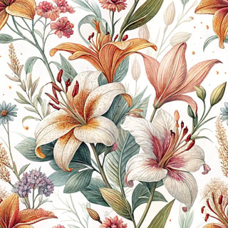 Vibrant Lilies Floral Illustration