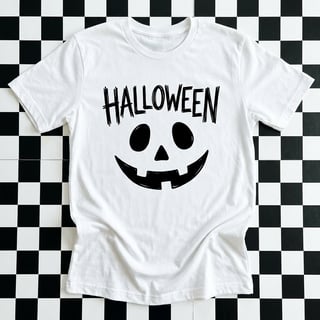White Halloween T-Shirt with Jack-o'-Lantern Design