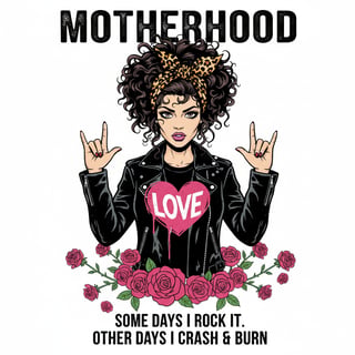 Rebellious Mother Rock-and-Roll Illustration