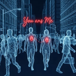 X-ray NYC Street with Glowing Hearts
