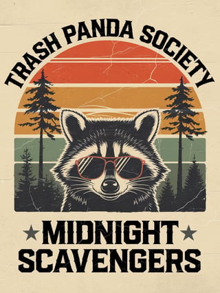 Retro Sunset Raccoon T-Shirt Design