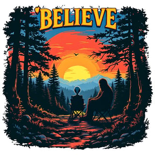 Vintage Grunge Alien Sunset T-Shirt Design
