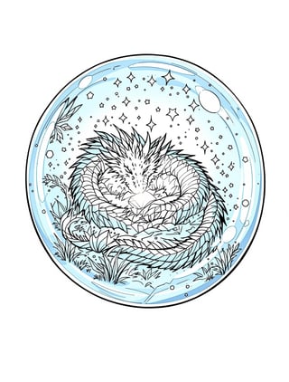 Dreamlike Dragon in Bubble Illustration