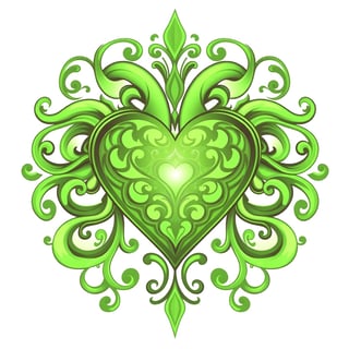 Bright Green Fantasy Heart Illustration