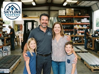 Family at Roofing Company Close-Up