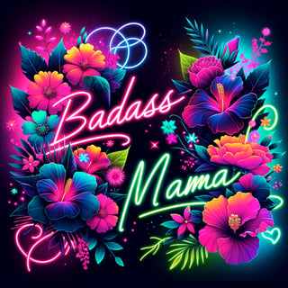 Neon Floral Explosion Digital Art